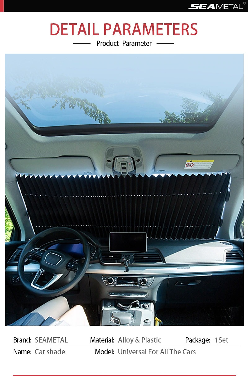 Retractable Windshield Sun Shade for Car Large Sun Visor Protector Blocks 99% UV Rays Sun-shading and Heat-Insulating Car Sun-shield Cover for Car Front Sunshade 2025 - $31.99 –P4