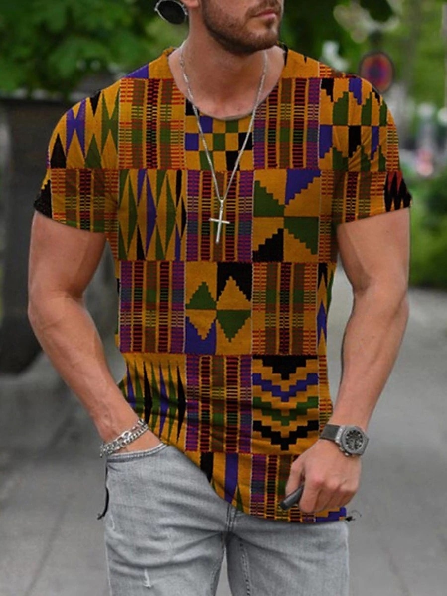 Men's Plus Size Shirt Big and Tall Graphic Round Neck Print Short Sleeve Summer Spring & Summer Basic Casual Big and Tall Street Casual Tops 2025 - $18.99 –P6