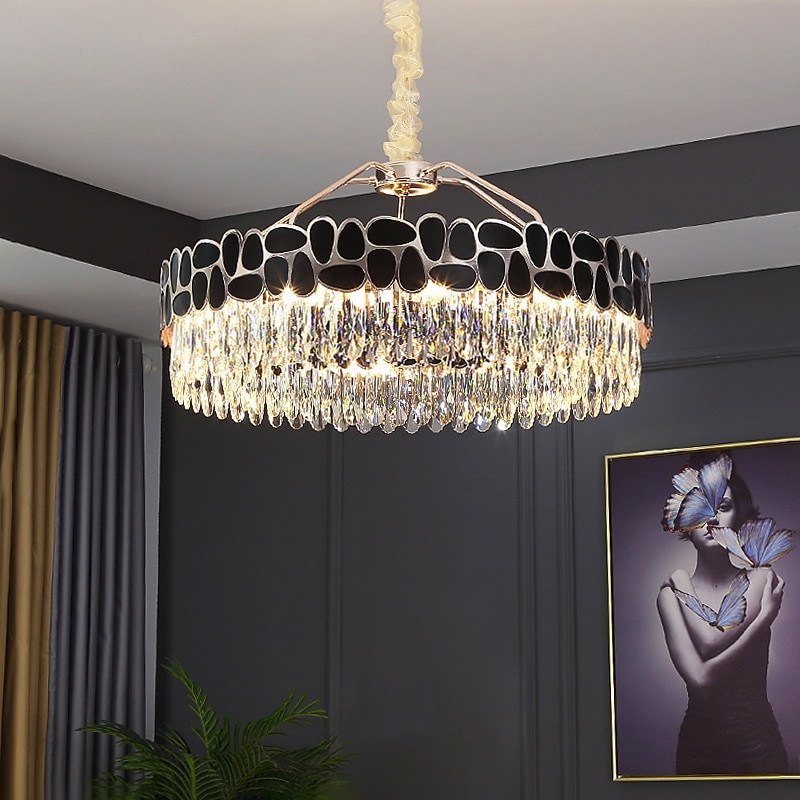 led anheng lys krystall lysekrone sirkel 60cm 80cm lantern desgin rustfritt stål galvanisert moderne 220-240v 110-120v 2025 - $1444.99 –P5