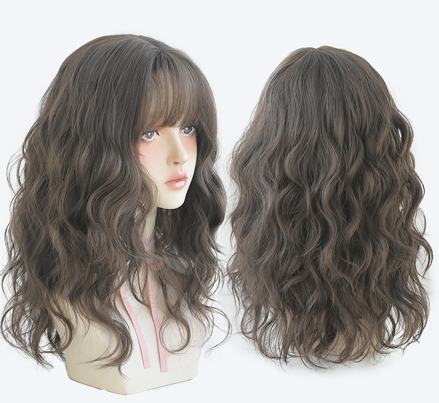 lang krullend bruin haar zwart geverfd op de top hoge temperatuur zijde synthetische pruik met knal vrouwen mode haren 2025 - $17.49 –P10
