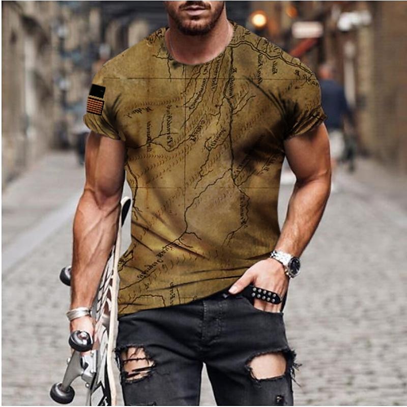 Voor heren Grote maten Overhemd Groot en klein Grafisch Ronde hals Afdrukken Korte mouw Zomer Ontwerper Casual Groot en klein Dagelijks Feestdagen Tops 2025 - $26.99 –P3