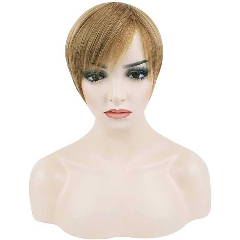 peluca de corte corto rubia recta corte pixie peluca resistente al calor pelucas cortas de cabello corto con flequillo 2026 - $20.99 –P9