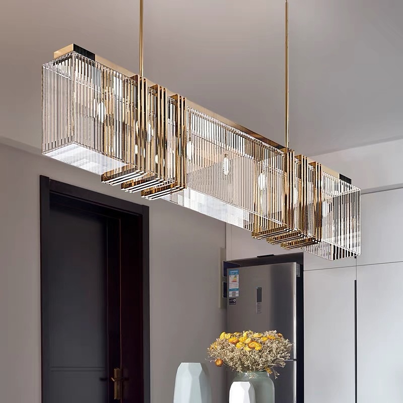 lampada a sospensione a led cristallo cucina isola oro chiaro 100 cm lanterna desgin luci da incasso in metallo elettrolitico moderno 220-240v 110-120v del 2025 a $999.99 –P3
