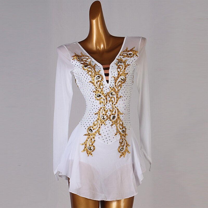 Vestido de patinaje artístico Mujer Chica Patinaje Sobre Hielo Vestidos Accesorios Blanco Negro Retazos Malla Licra Alta elasticidad Entrenamiento Profesional Competición Ropa de Patinaje Hecho a mano 2026 - $117.99 –P1