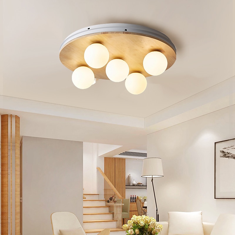 LED Deckenleuchte modernes nordisches Globe Design 50 cm Einbauleuchten Holz lackierte Oberflächen moderner nordischer Stil 220-240v 110-120v 2025 - $517.39 –P3