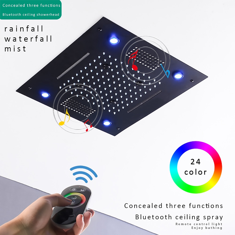 Shower Faucet,Rainfall Shower Head LED Waterfall Rain Contemporary Chrome/Painted Finishes Ceiling Mounted Bath Showerhead for Shower Room Bluetooth Remote Control Bathroom Plumbing Accessories 2025 - $809.99 –P1