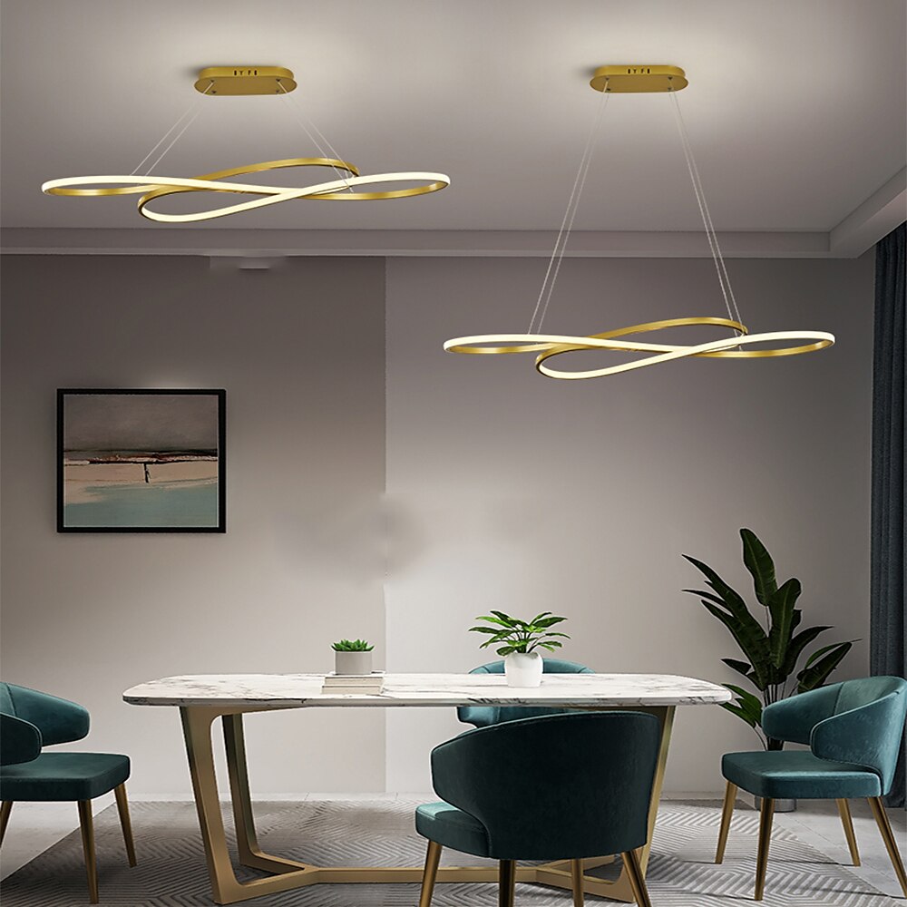 lampada a sospensione a led moderna isola cucina luce nera oro 100cm forme geometriche luci da incasso finiture verniciate alluminio 110-120v 220-240v dimmerabile solo con telecomando del 2025 a $349.99 –P4