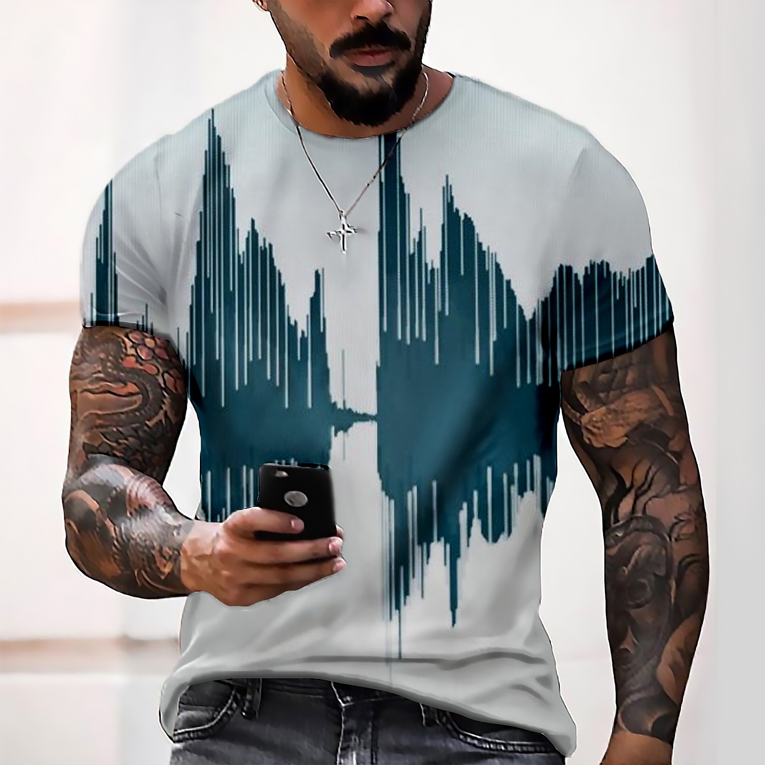 Herre Grafisk 3D Skjorte T skjorte Kortermet T skjorte 3D-utskrift Rund hals Skjorte Gatemote Daglig Ut på byen Svart / Hvit Svart Hvit Klær Store størrelser Normal S M L XL XXL 3XL 4XL 2025 - $17.99 –P5