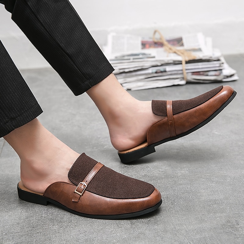 Mocassini slip-on da uomo in similpelle e pelle scamosciata marroni – eleganti scarpe casual slip-on con fibbia per l'uso quotidiano, il lavoro e le occasioni informali del 2025 a $46.99 –P7