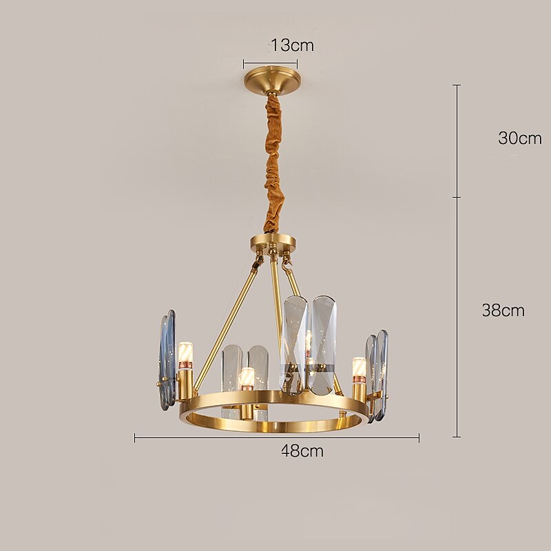 Lámpara colgante de luz led, lámpara de cristal de cobre, lujo, estilo nórdico moderno, 4 6 8 cabezas, 220-240 v, 110-120 v 2025 - $780.12 –P6