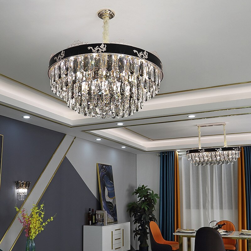 Lampadario a sospensione a LED in cristallo di lusso rotondo 80 cm Lanterna Desgin in acciaio inossidabile elettrolitico LED 220-240V 110-120V del 2025 a $2092.59 –P2