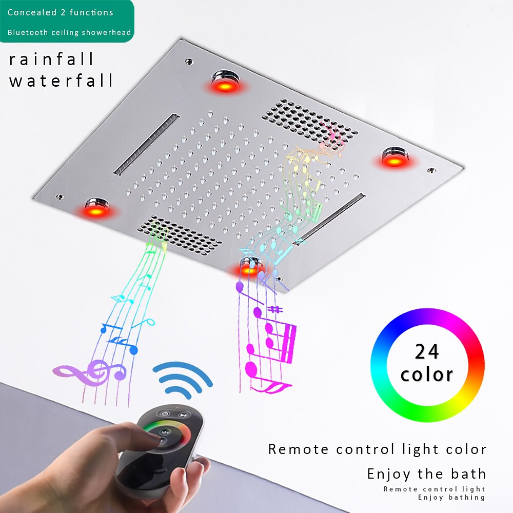 Shower Faucet,Rainfall Shower Head LED Waterfall Rain Contemporary Chrome/Painted Finishes Ceiling Mounted Bath Showerhead for Shower Room Bluetooth Remote Control Bathroom Plumbing Accessories 2025 - $809.99 –P2