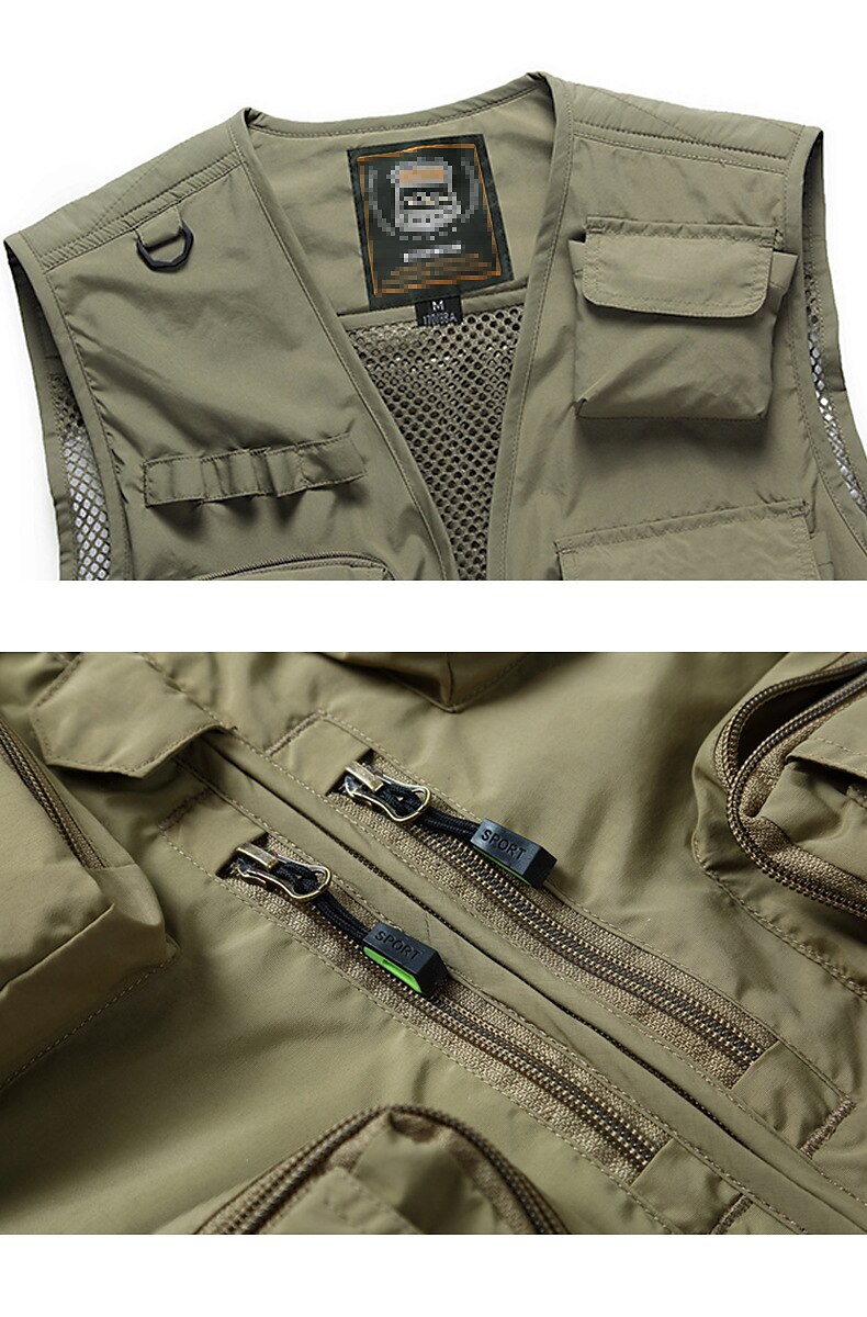 Men's Fishing Vest Cycling Vest Hiking Vest Jacket Coat Top Outdoor UV Resistant Ultra Light (UL) Breathable Quick Dry POLY Mesh Army Green Khaki Dark Navy Hunting Fishing Climbing / Lightweight 2025 - $34.99 –P6