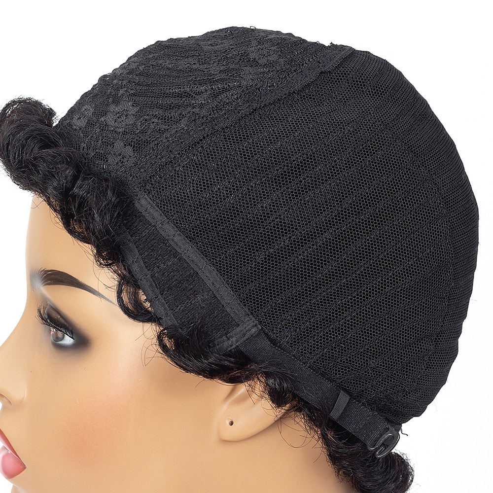 parrucca di capelli umani di remy taglio pixie per le donne nere breve afro ricci capelli brasiliani parrucca a buon mercato senza cappuccio parrucca di capelli umani nero naturale # 1b per la festa del 2025 a $46.99 –P11