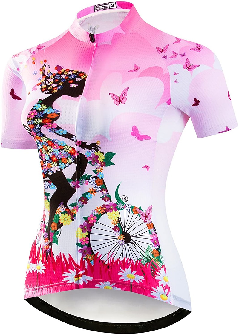 Mulheres Camisa para Ciclismo Padrão Botânico floral Flor Manga Curta Moto Camisa / Roupas Para Esporte Blusas com 3 bolsos traseiros Ciclismo de Montanha Ciclismo de Estrada Secagem Rápida Bolso de 2026 por $30.99 –P1
