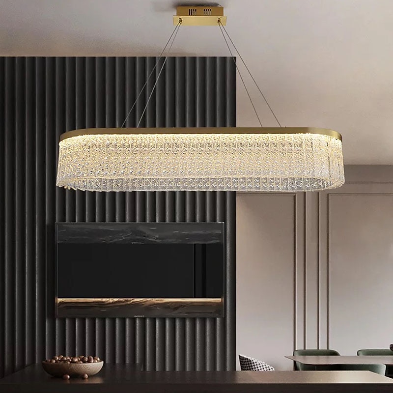 lámpara colgante de luz led lámpara de cristal luz de la isla de cocina diseño de círculo dorado moderno diseño de linterna de 80 cm metal galvanizado 220-240v 110-120v 2025 - $760.09 –P1