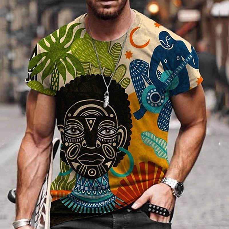 Herre Grafisk Stamme Skjorte T skjorte T-skjorter Kortermet T skjorte 3D-utskrift Crew-hals Skjorte Årgang Designer Etnisk stil Avslappet Daglig Helg A B C Sommer Klær Store størrelser S M L XL XXL 2025 - $17.99 –P4
