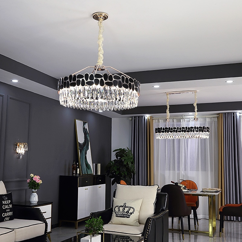 led anheng lys krystall lysekrone sirkel 60cm 80cm lantern desgin rustfritt stål galvanisert moderne 220-240v 110-120v 2025 - $1444.99 –P6