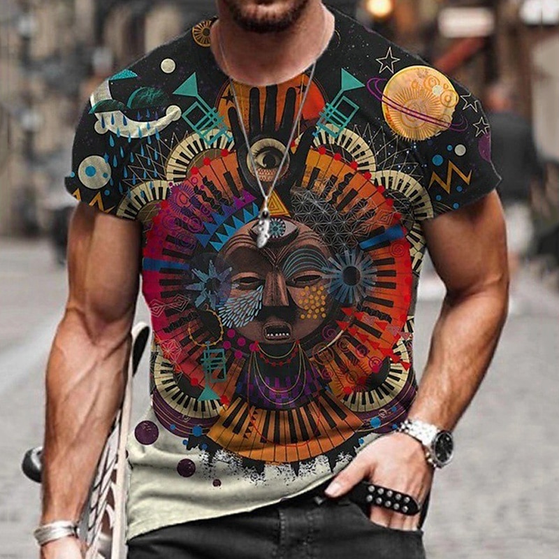 Herre Grafisk Stamme Skjorte T skjorte T-skjorter Kortermet T skjorte 3D-utskrift Crew-hals Skjorte Årgang Designer Etnisk stil Avslappet Daglig Helg A B C Sommer Klær Store størrelser S M L XL XXL 2025 - $17.99 –P5