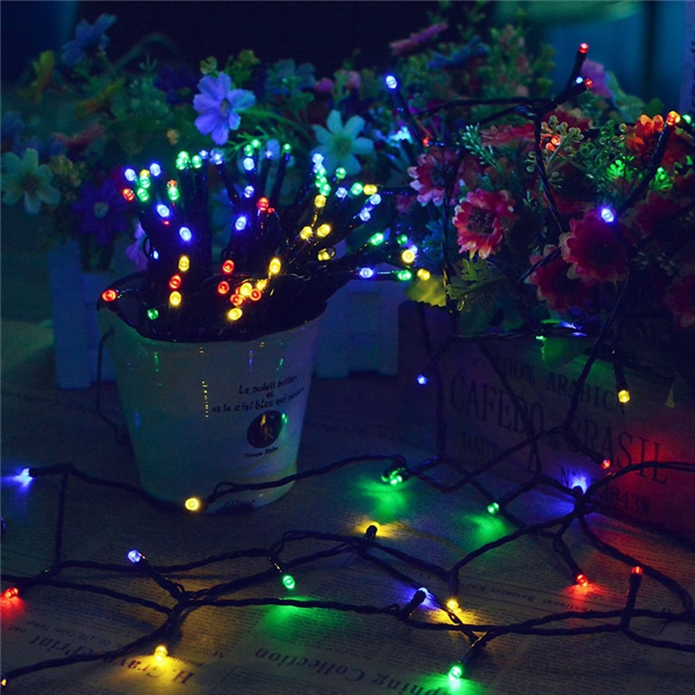 سلسلة ضوء الطاقة الشمسية 50m-400leds 100m-800leds مع جهاز التحكم عن بعد 8 أوضاع مجموعة توقيت وامض المكونات المزدوجة الغرض عيد الشكر عيد الميلاد في الهواء الطلق حديقة الديكور أضواء الجنية gypsophila 2025 - $71.99 –P7