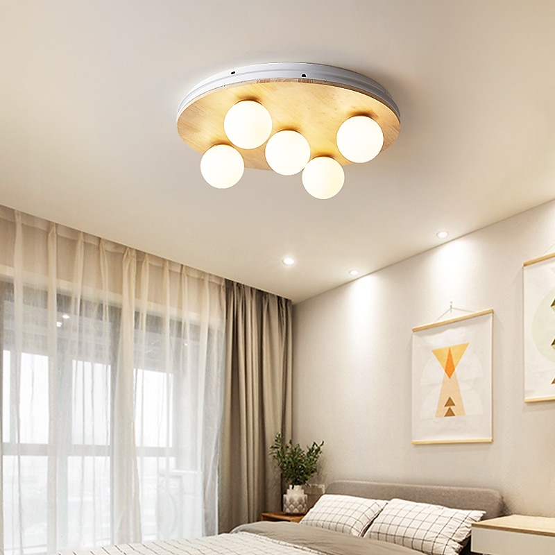 LED Deckenleuchte modernes nordisches Globe Design 50 cm Einbauleuchten Holz lackierte Oberflächen moderner nordischer Stil 220-240v 110-120v 2025 - $517.39 –P4