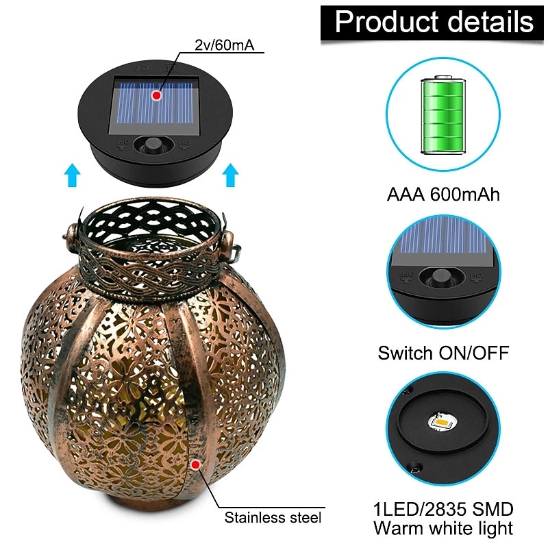 ramadan eid lichten zonne-verlichting outdoor opknoping solar vintage tuin lamp retro lantaarns holle zonne-verlichting met handvat voor yard boom hek patio landschap guirlande verlichting 2026 - $40.99 –P1
