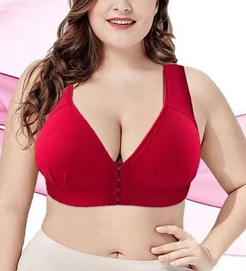 Sutiãs push up femininos com cobertura total, renda, cor pura, fecho frontal, nylon, sexy, 1 peça, preto, rosa, roupas para casa de 2025 por $12.49 –P1