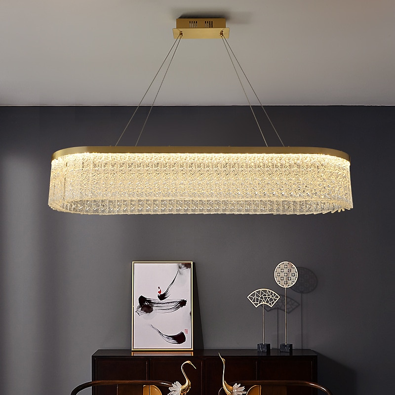 lámpara colgante de luz led lámpara de cristal luz de la isla de cocina diseño de círculo dorado moderno diseño de linterna de 80 cm metal galvanizado 220-240v 110-120v 2025 - $760.09 –P6
