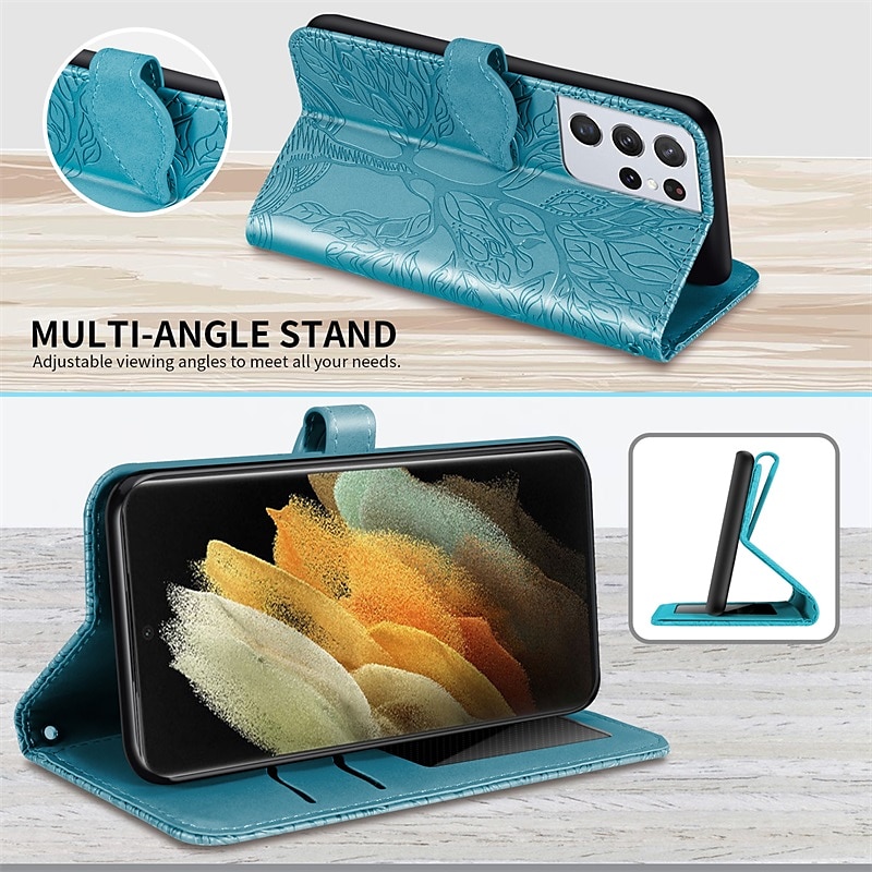 Phone Case For Samsung Galaxy S24 S23 S22 S21 S20 Plus Ultra A54 A34 A14 A72 A52 A42 Note 20 10 S25 Ultra Wallet Case Card Holder Dustproof Shockproof Lines / Waves Solid Colored PU Leather 2025 - $13.99 –P8