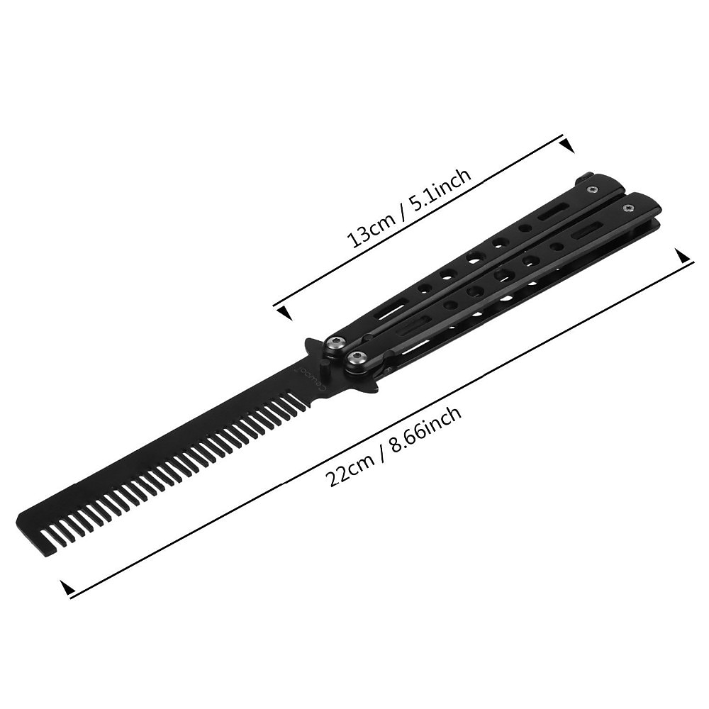 opvouwbare kam roestvrij staal oefentraining vlindermes kam baard snor borstels kapper styling tool 2026 - $11.99 –P8