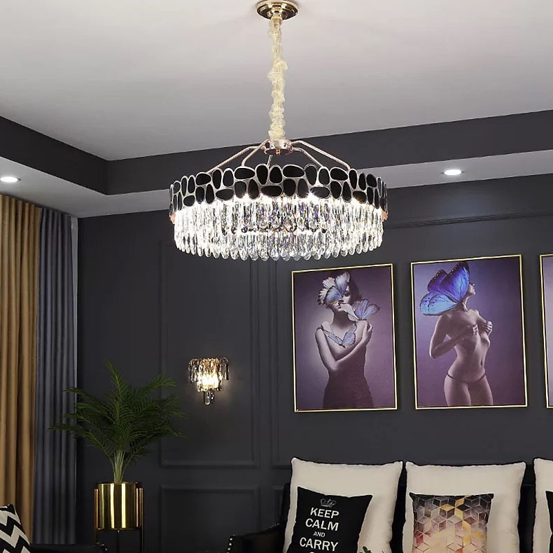 led anheng lys krystall lysekrone sirkel 60cm 80cm lantern desgin rustfritt stål galvanisert moderne 220-240v 110-120v 2025 - $1444.99 –P4