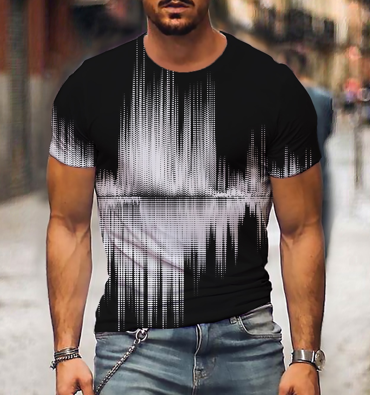Herre Grafisk 3D Skjorte T skjorte Kortermet T skjorte 3D-utskrift Rund hals Skjorte Gatemote Daglig Ut på byen Svart / Hvit Svart Hvit Klær Store størrelser Normal S M L XL XXL 3XL 4XL 2025 - $17.99 –P4