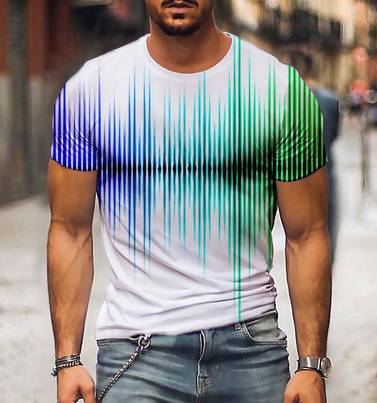 Herre Grafisk 3D Skjorte T skjorte Kortermet T skjorte 3D-utskrift Rund hals Skjorte Gatemote Daglig Ut på byen Svart / Hvit Svart Hvit Klær Store størrelser Normal S M L XL XXL 3XL 4XL 2025 - $17.99 –P6