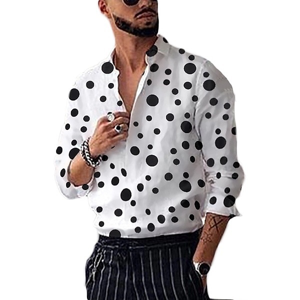 Herren Punkt Geometrische Muster Hemd Knopfhemd Langarm Modisch Strassenmode Designer Strasse Casual Täglich Kragen Schwarz Weiß Blau Purpur 2025 - $25.99 –P3
