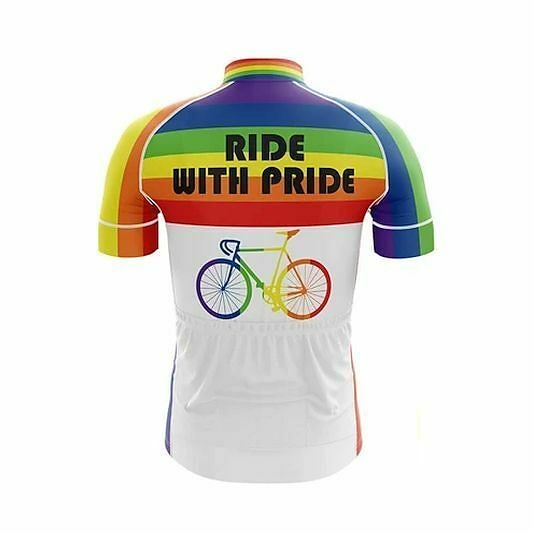 21Grams Voor heren Wielrenshirt Korte mouw Fietsen Kleding Bovenlichaam met 3 achterzakken Bergracen Wegwielrennen Ademend Zacht Sneldrogend Achterzak Zwart Wit Geel Regenboog Polyester Sport Kleding 2025 - $28.99 –P3