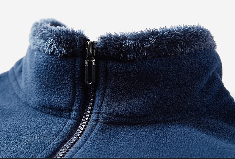 chaqueta de lana de senderismo para hombre rompevientos forro polar invierno al aire libre color sólido térmico cálido a prueba de viento ligero cuello alto prendas de vestir exteriores gabardina superior solo deslizador caza pesca escalada azul 2025 - $41.99 –P11