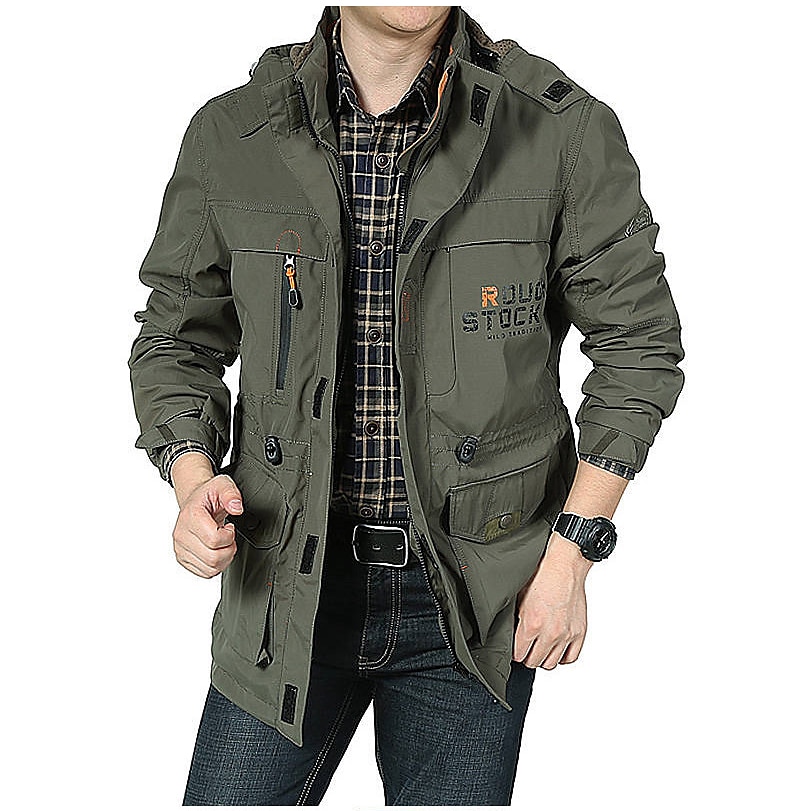 Pleated Collar Jacket Coat Winter Cotton Jackets Mens Military Cargo Coats  | eBay