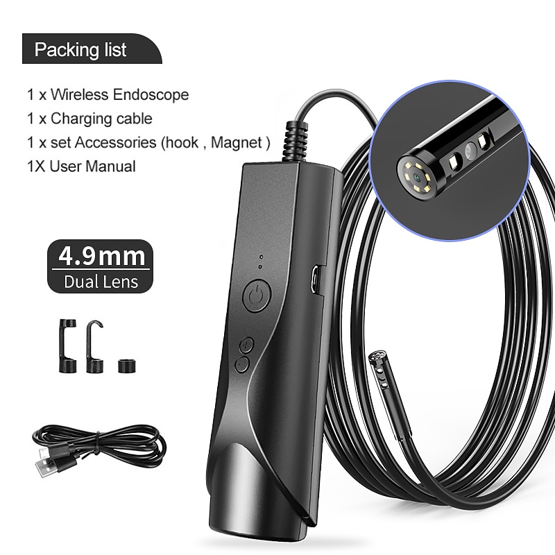 200W Pixels Mini Otoscope IP67 Waterproof Inspection Camera with Light with 6 LED Lights Ear Endoscope Camera 2-in-1 Interface Android Phones and Computers Only,3.9mm 