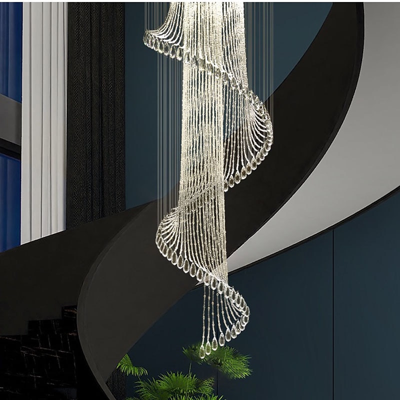 led φωτιστικό οροφής κρυστάλλινος πολυέλαιος 200cm φανάρι desgin ανοξείδωτο επιμεταλλωμένο μοντέρνο 220-240v 110-120v 2026 - $820.39 –P13