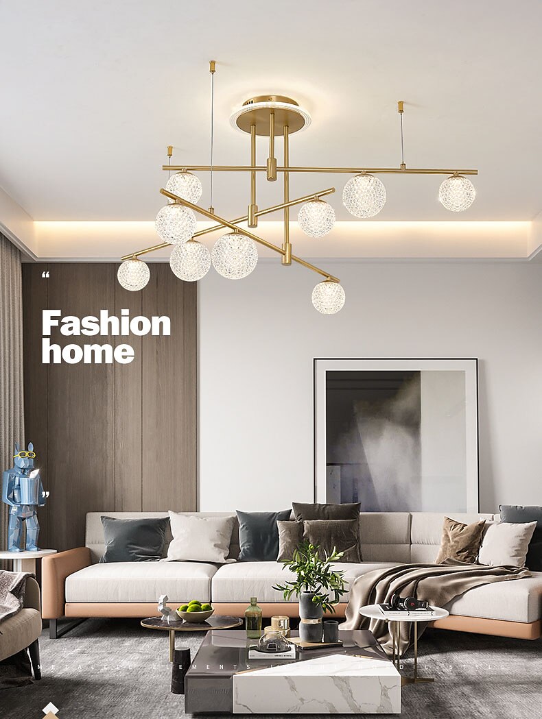 LED Ceiling Light Modern Nordic Cluster Design Chandelier Copper Modern Style Sputnik Globe Brass 9 6 Heads 84cm 105 cm 220-240V 110-120V 2025 - $1081.39 –P1