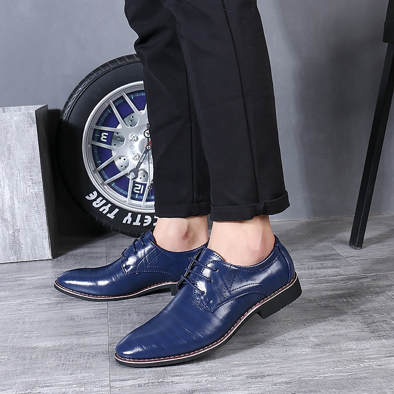 Men's Oxfords Derby Shoes Dress Shoes Business Classic Casual Wedding Daily Office & Career Microfiber Wine Black Blue Summer Spring 2023 - AED 158.99 –P4