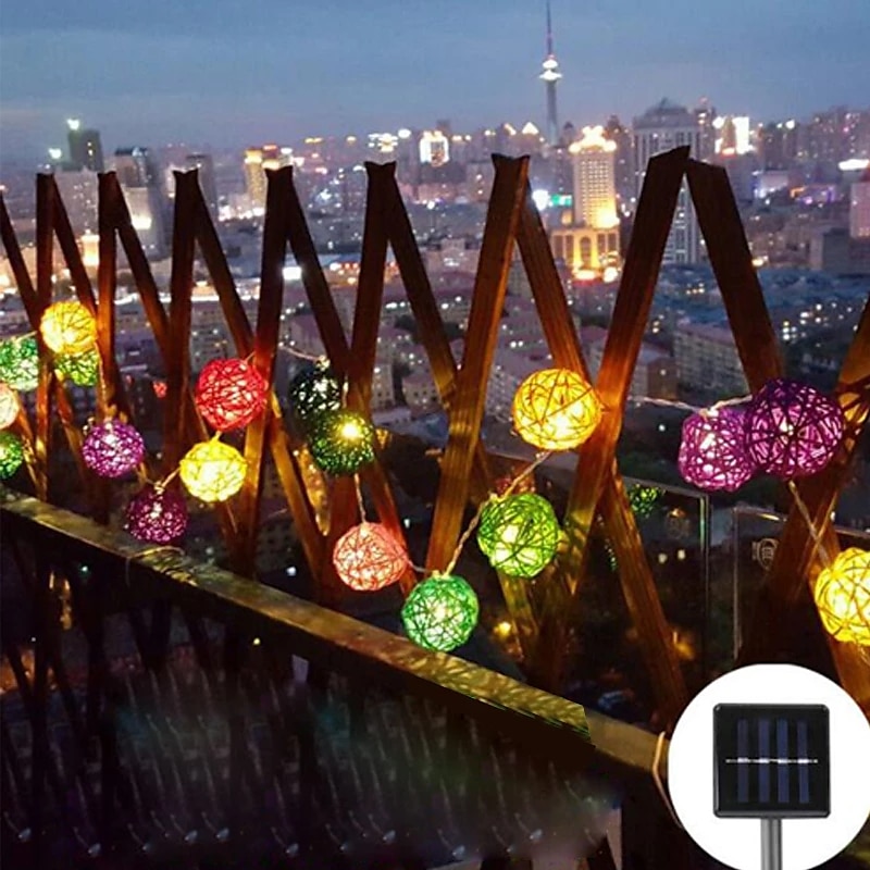 elegante ricevimento di matrimonio festa luci solari esterne stringa sepak takraw led luci fatate 6,5 m-30 led 5 m-20 led impermeabile ip65 luci stringa natale matrimonio festa giardino balcone del 2025 a $22.99 –P4