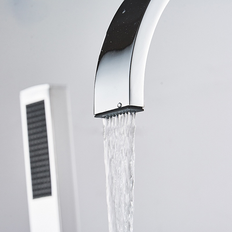 βρύση μπανιέρας κατάστρωμα πολλαπλών οπών τοποθετημένο με χέρι ντους, μπρούτζινη βρύση πλήρωσης μπανιέρας 5 τρύπες 3 λαβή χρωμίου 2025 - $242.99 –P2