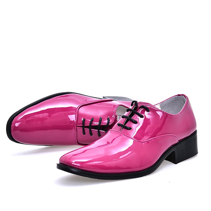 Oxford-Schuhe für Herren aus glänzendem rosa Lacklederimitat – auffällige Abendschuhe für Partys und besondere Anlässe 2026 - $59.99 –P3