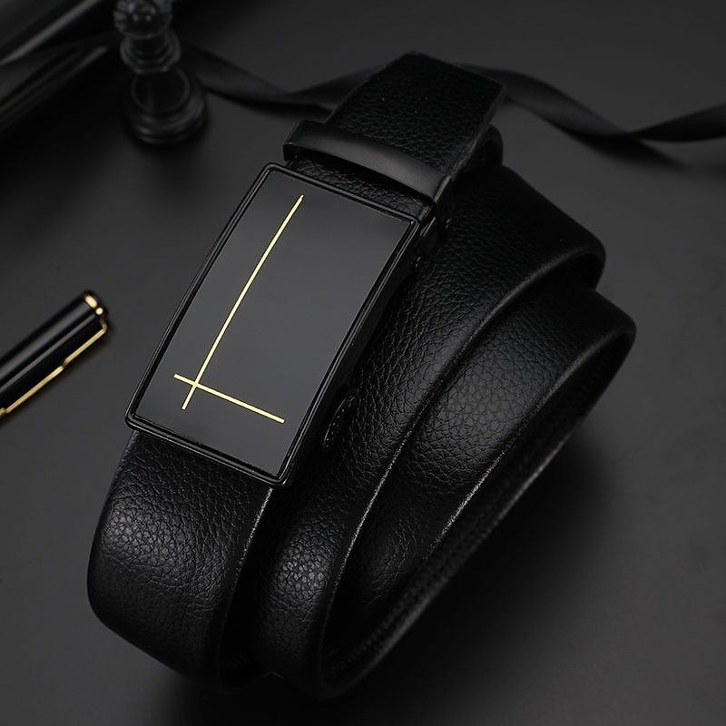 Men's Faux Leather Belt Ratchet Belt Black Red Faux Leather leatherette Fashion Party Work Solid Color Office / Career Daily Wear 2025 - $4.49 –P1