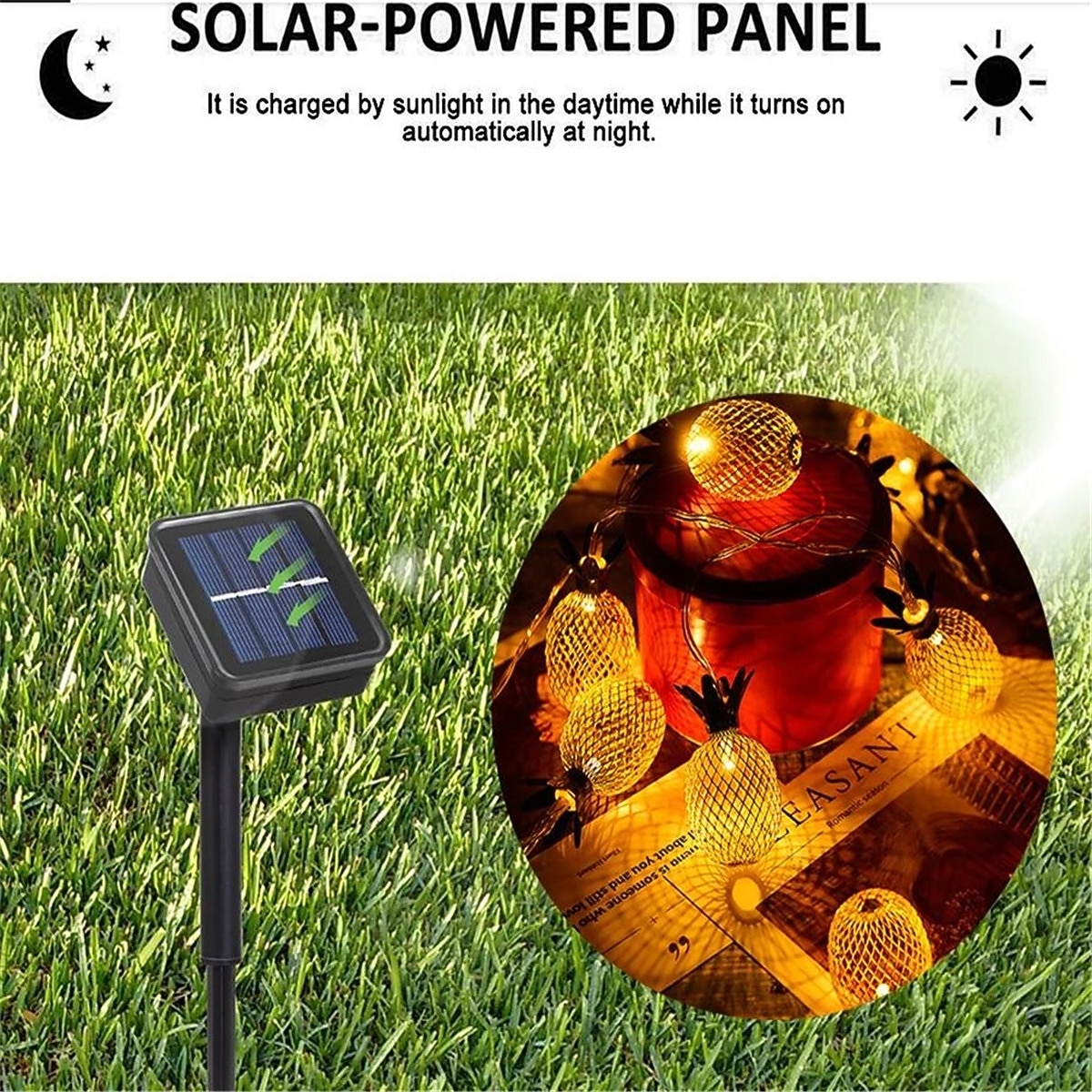 солнечные фонари наружные светодиодные гирлянды в форме ананаса 7 м 30 светодиодных гирлянд для патио, дома, свадьбы, спальни, дня рождения, гавайского тропического украшения тики (теплый белый) 2026 - $35.99 –P5