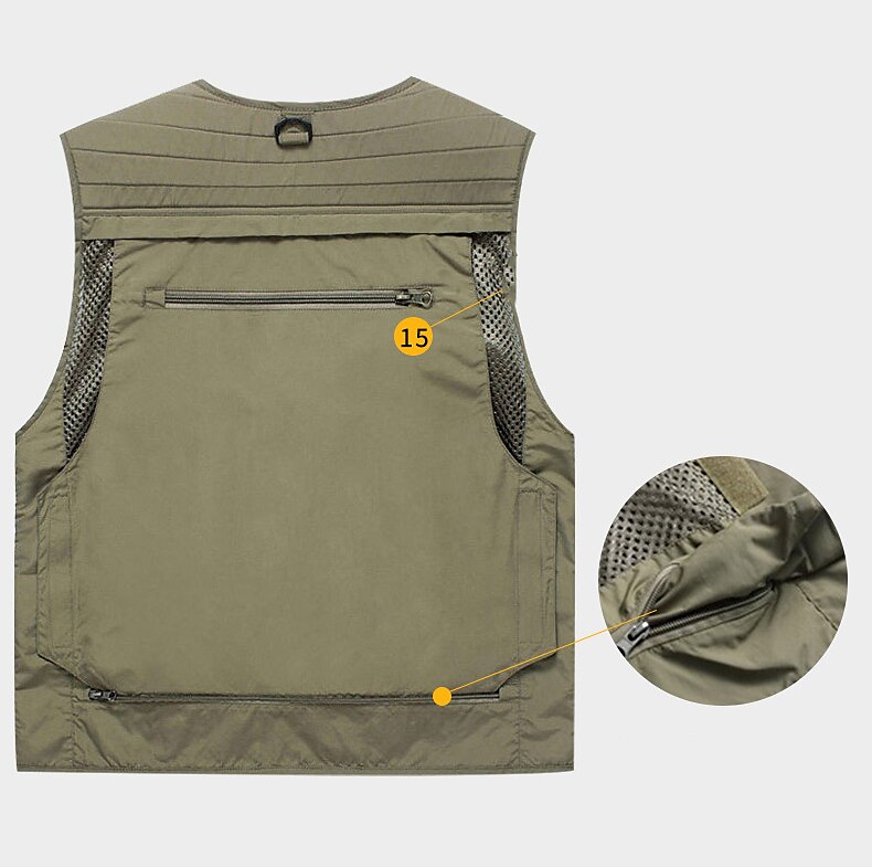 Men's Fishing Vest Cycling Vest Hiking Vest Jacket Coat Top Outdoor UV Resistant Ultra Light (UL) Breathable Quick Dry POLY Mesh Army Green Khaki Dark Navy Hunting Fishing Climbing / Lightweight 2025 - $34.99 –P5