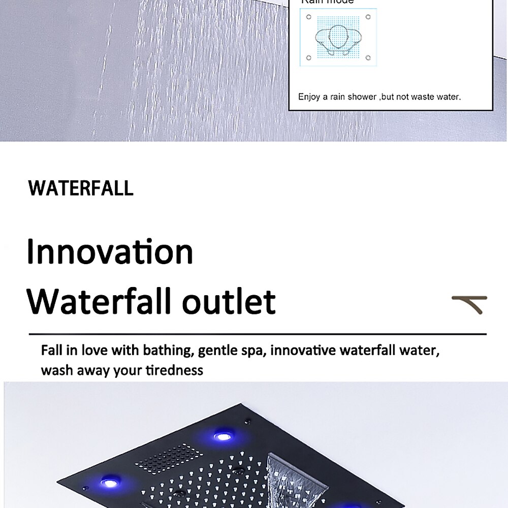 Shower Faucet,Rainfall Shower Head LED Waterfall Rain Contemporary Chrome/Painted Finishes Ceiling Mounted Bath Showerhead for Shower Room Bluetooth Remote Control Bathroom Plumbing Accessories 2025 - $809.99 –P6