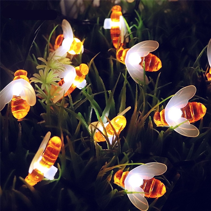 solstreng lys utendørs 2 stk 1 stk 8 modeller soldrevet søt honningbi ledet streng fe lys 30led 6,5 m bee utendørs hage gjerde gårdsplass jul krans lys 2025 - $17.49 –P5