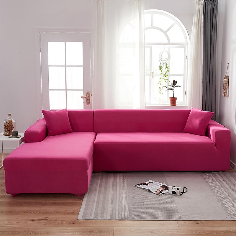 Pure Color Solid Stretch Slipcover Spandex Jacquard Non Slip Soft Couch Sofa Cover With One Free Boster Case Washable Burgundy Red Furniture Protector with Non Skid Foam and Elastic Bottom for Kids 2025 - $84.51 –P13